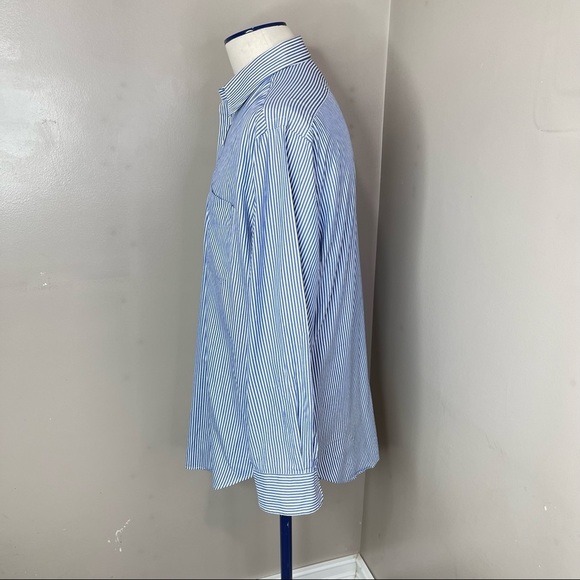 POLO Ralph Lauren Mens Blue Striped Button Down Dress Shirt Sz 17 (34-35) - Picture 3 of 16
